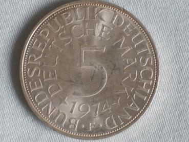 5 DM Silberadler aus 625er Silber 1974 F
