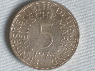 5 DM Silberadler aus 625er Silber 1974 J