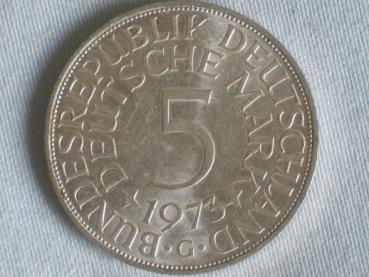 5 DM Silberadler aus 625er Silber 1973 G