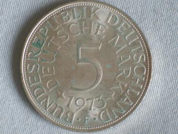 5 DM Silberadler aus 625er Silber 1973 F