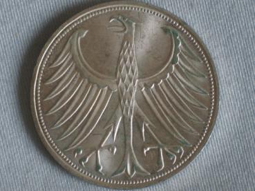 B564 "Silberadler" 5 DM aus 625er Silber 1973 F