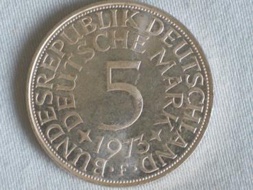 5 DM Silberadler aus 625er Silber 1973 F