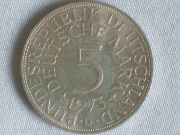 5 DM Silberadler aus 625er Silber 1973 D