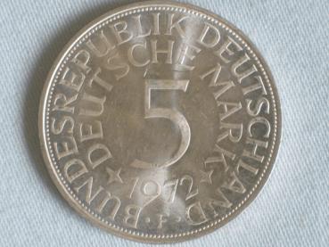 5 DM Silberadler aus 625er Silber 1972 F