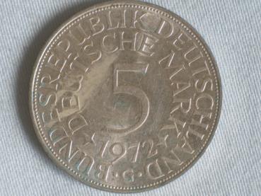 5 DM Silberadler aus 625er Silber 1972 G