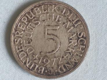 5 DM Silberadler aus 625er Silber 1972 J