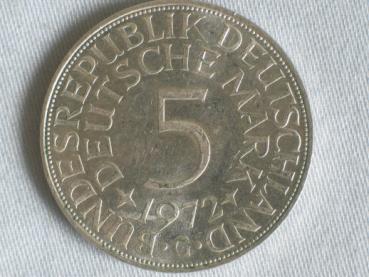 5 DM Silberadler aus 625er Silber 1972 G