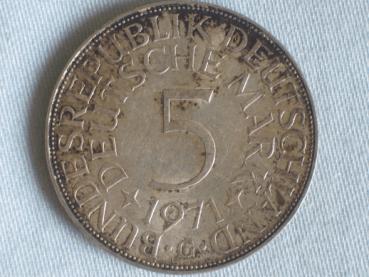 5 DM Silberadler aus 625er Silber 1971 G
