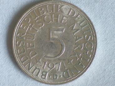 5 DM Silberadler aus 625er Silber 1971 D