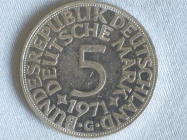 5 DM Silberadler aus 625er Silber 1971 G