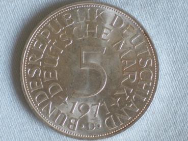 5 DM Silberadler aus 625er Silber 1971 D