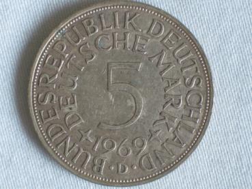 5 DM Silberadler aus 625er Silber 1969 D