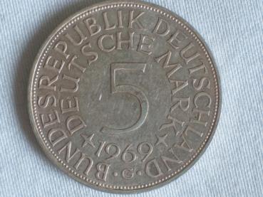 5 DM Silberadler aus 625er Silber 1969 G