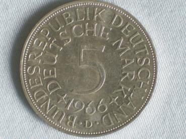 5 DM Silberadler aus 625er Silber 1966 D