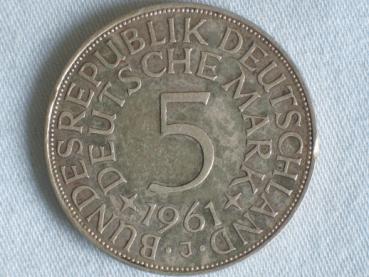 5 DM Silberadler aus 625er Silber 1961 J
