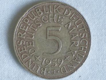 5 DM Silberadler aus 625er Silber 1959 J