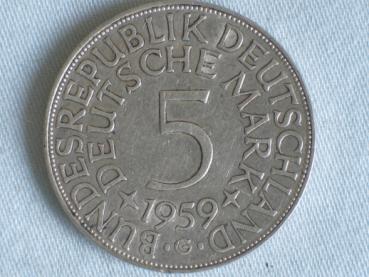 5 DM Silberadler aus 625er Silber 1959 G