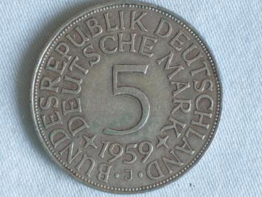 5 DM Silberadler aus 625er Silber 1959 J