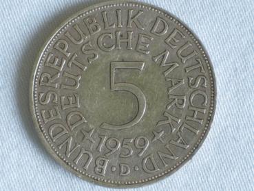 5 DM Silberadler aus 625er Silber 1959 D