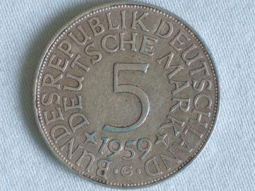 5 DM Silberadler aus 625er Silber 1959 G