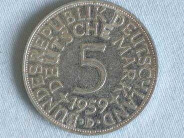5 DM Silberadler aus 625er Silber 1959 D