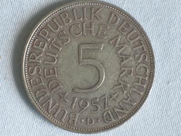 5 DM Silberadler aus 625er Silber 1957 D