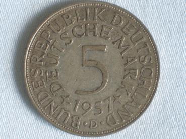 5 DM Silberadler aus 625er Silber 1957 D