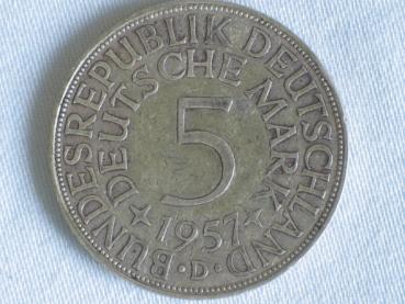 5 DM Silberadler aus 625er Silber 1957 D
