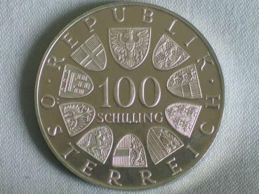 Preview: 100 Schilling Österreich "200 Jahre Burgtheater", 640er Silbermünze KM# 2930