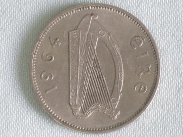 6 Pence 1964, Pingin / 1 Reul "Irischer Wolfshund", Irland CuNi