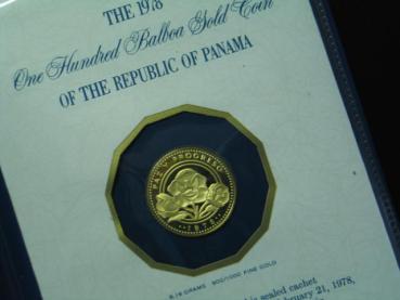 Preview: 100 Balboas 1978, Panama, Franklin Mint in OVP mit Zertifikat