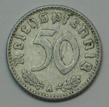 50 Reichspfennig Drittes Reich 1940 A aus Aluminium