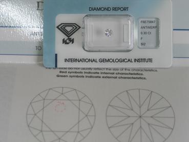 Preview: Diamant im Brillantschliff 0.30 ct / SI2 / F / VG / G/ VG / mit IGI Report