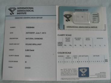 Preview: Diamant im Brillantschliff 0.08 ct / VVS2 / H / Good / mit IGI Report