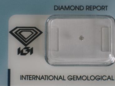 Diamant im Brillantschliff 0.08 ct / I1 / D / Fair / mit IGI Report