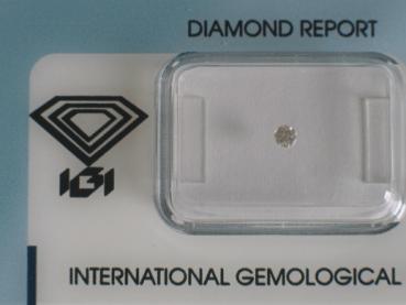 Diamant im Brillantschliff 0.07 ct / VS1 / I / Good / mit IGI Report