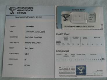Preview: Diamant im Brillantschliff 0.07 ct / VS2 / H / Good / mit IGI Report