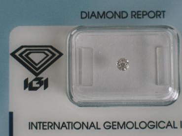 Diamant im Brillantschliff 0.16 ct / VS1 / I / Poor / mit IGI Report