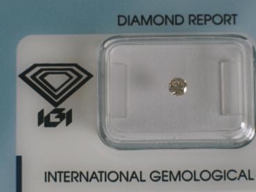 Diamant im Brillantschliff 0.16 ct / SI2 / L, Faint Brown / Good / mit IGI Report