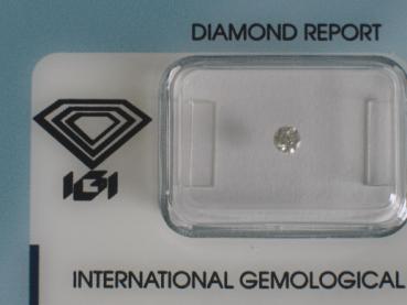 Diamant im Brillantschliff 0.13 ct / I1 / F / Fair / mit IGI Report