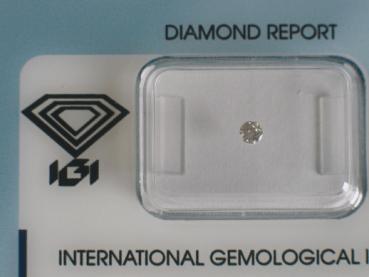 Diamant im Brillantschliff 0.08 ct / I1 / G / Fair / mit IGI Report