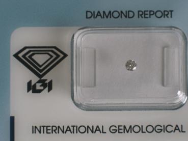 Diamant im Brillantschliff 0.08 ct / SI1 / E / Good / mit IGI Report
