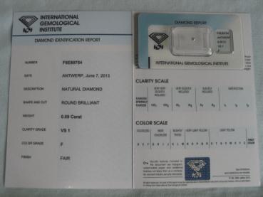 Preview: Diamant im Brillantschliff 0.09 ct / VS1 / F / Fair / mit IGI Report