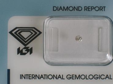 Diamant im Brillantschliff 0.09 ct / I2 / H / Poor / mit IGI Report