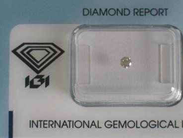 Diamant im Brillantschliff 0.10 ct / SI2 / F / Good / mit IGI Report
