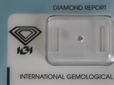 Diamant im Brillantschliff 0.10 ct / VS1 / G / Fair / mit IGI Report