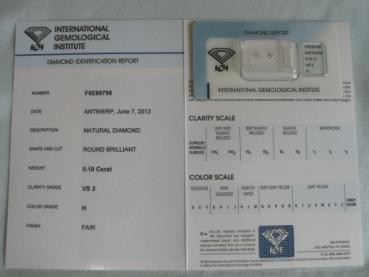 Preview: Diamant im Brillantschliff 0.08 ct / VS1 / F / Fair / mit IGI Report