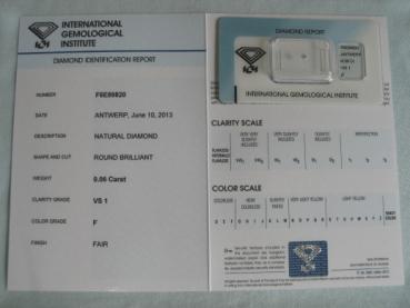Preview: Diamant im Brillantschliff 0.06 ct / VS1 / F / Fair / mit IGI Report