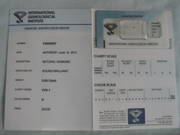 Preview: Diamant im Brillantschliff 0.06 ct / VVS1 / H / Good / mit IGI Report