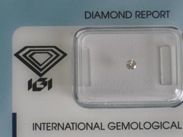 Diamant im Brillantschliff 0.06 ct / SI1 / G / Fair / mit IGI Report